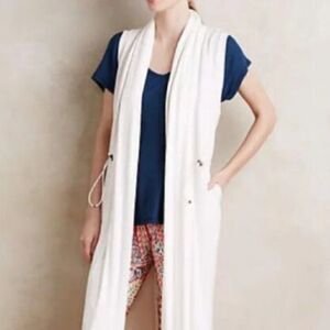 Anthropologie Saturday Sunday Avasa Long Drawstring Duster Vest Cardigan L NEW